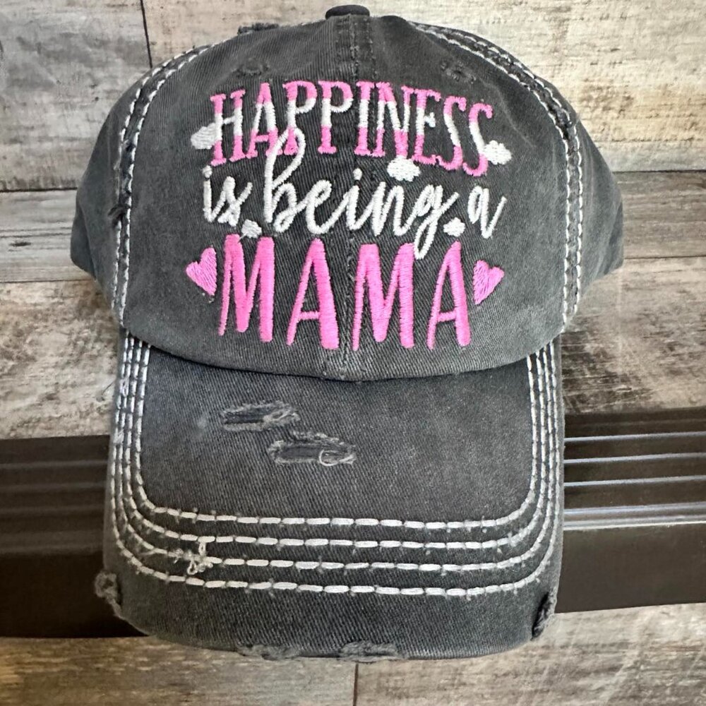 NWT KBETHOS Black Happiness is Being A Mama Adjustable Velcro Baseball Cap
